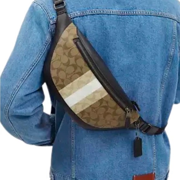 Coach CQ038 Warren Belt Bag Blocked Signature Canvas With Varsity Stripe - Picture 5 of 10